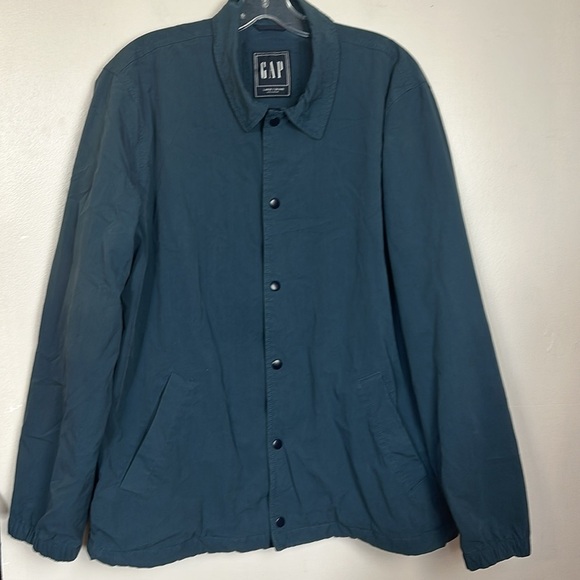 GAP Nylon Snap Button Point Collar Lightweight Navy Blue Coach Jacket - Picture 6 of 13